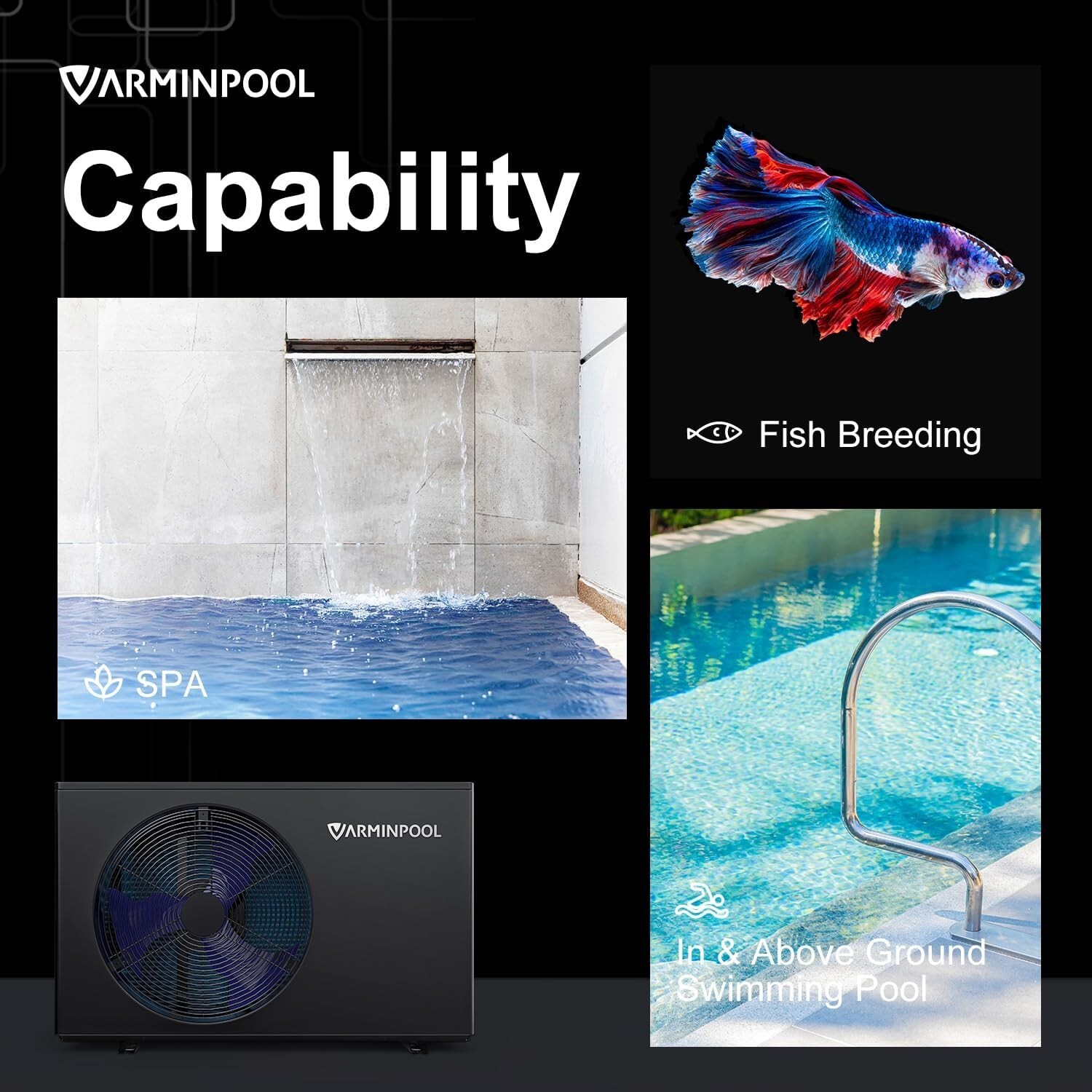 VARMINPOOL 110V Pool Heat Pump Water Heater 30000BTU