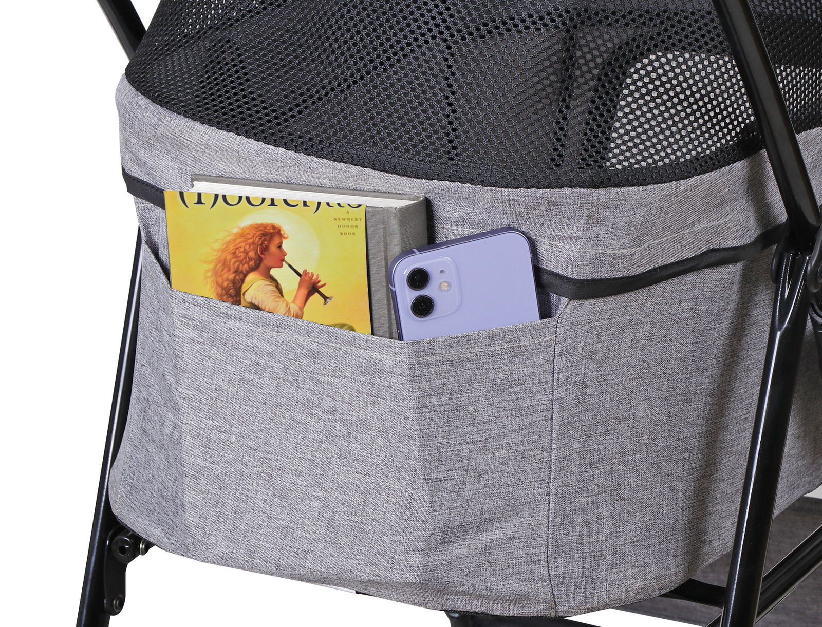 Pet Stroller Foldable Dog Cat Jogger Stroller w/4 Wheel & Detachable Basket Gray