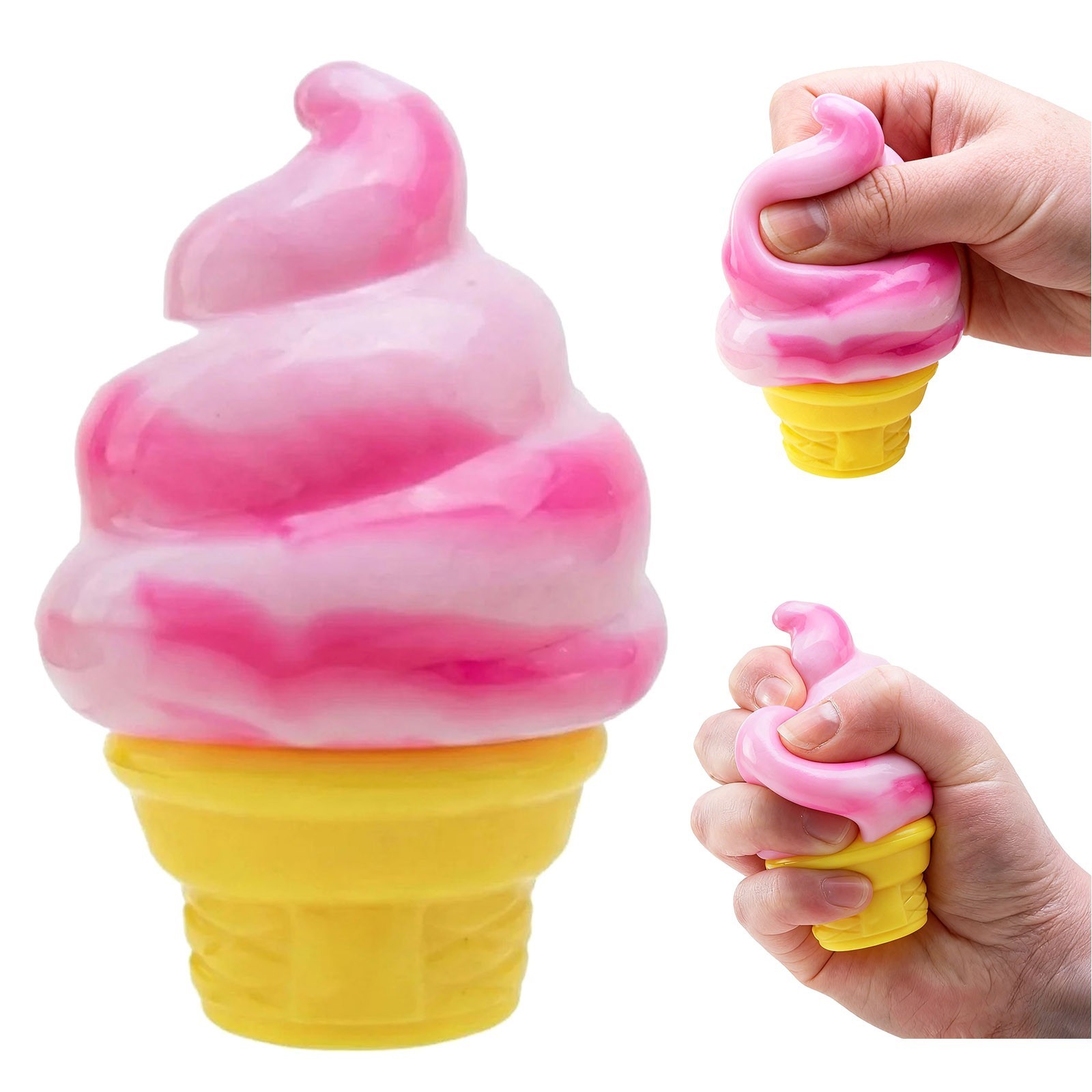 PINK NeeDoh NICE CREAM CONE Ice Cream Swirl Squishy Toy NEE DOH Stress Ball