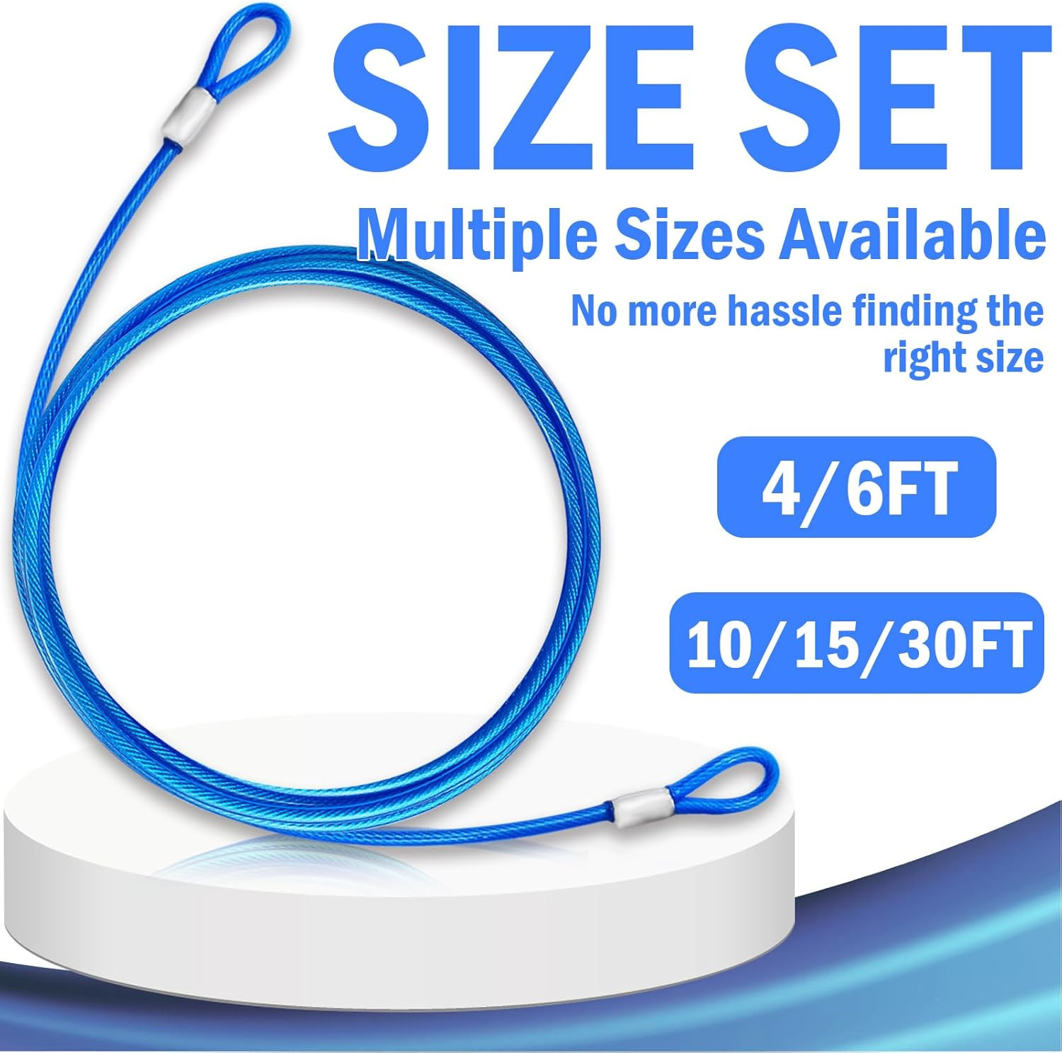 4FT Steel Security Cable with Loops - Weatherproof Safety Cable (2 Pack)