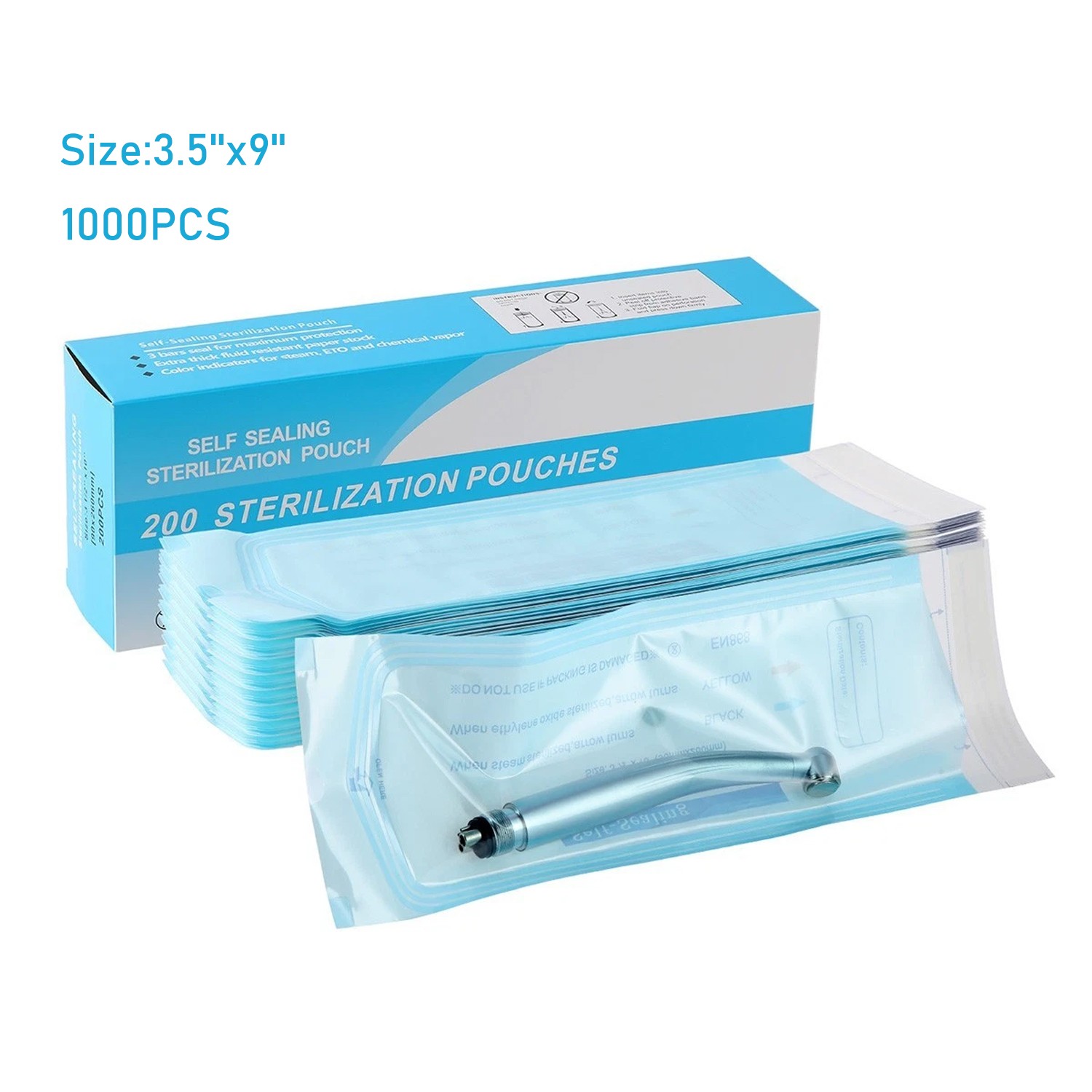 Sterilization Pouches- 3.5 " x 9 " Dental Medical Self Seal Pouch Bag 1000pcs