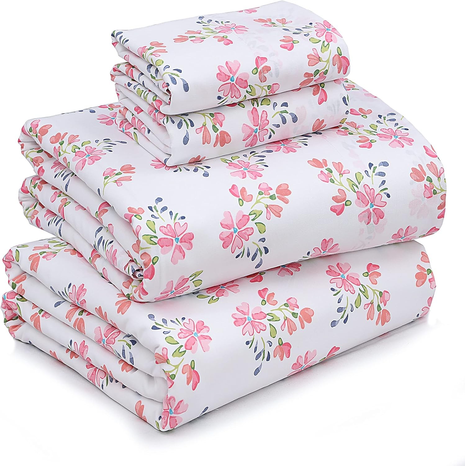 100% Cotton Full Size Bed Sheets, 4 Pieces, Soft & Breathable Percale Weave