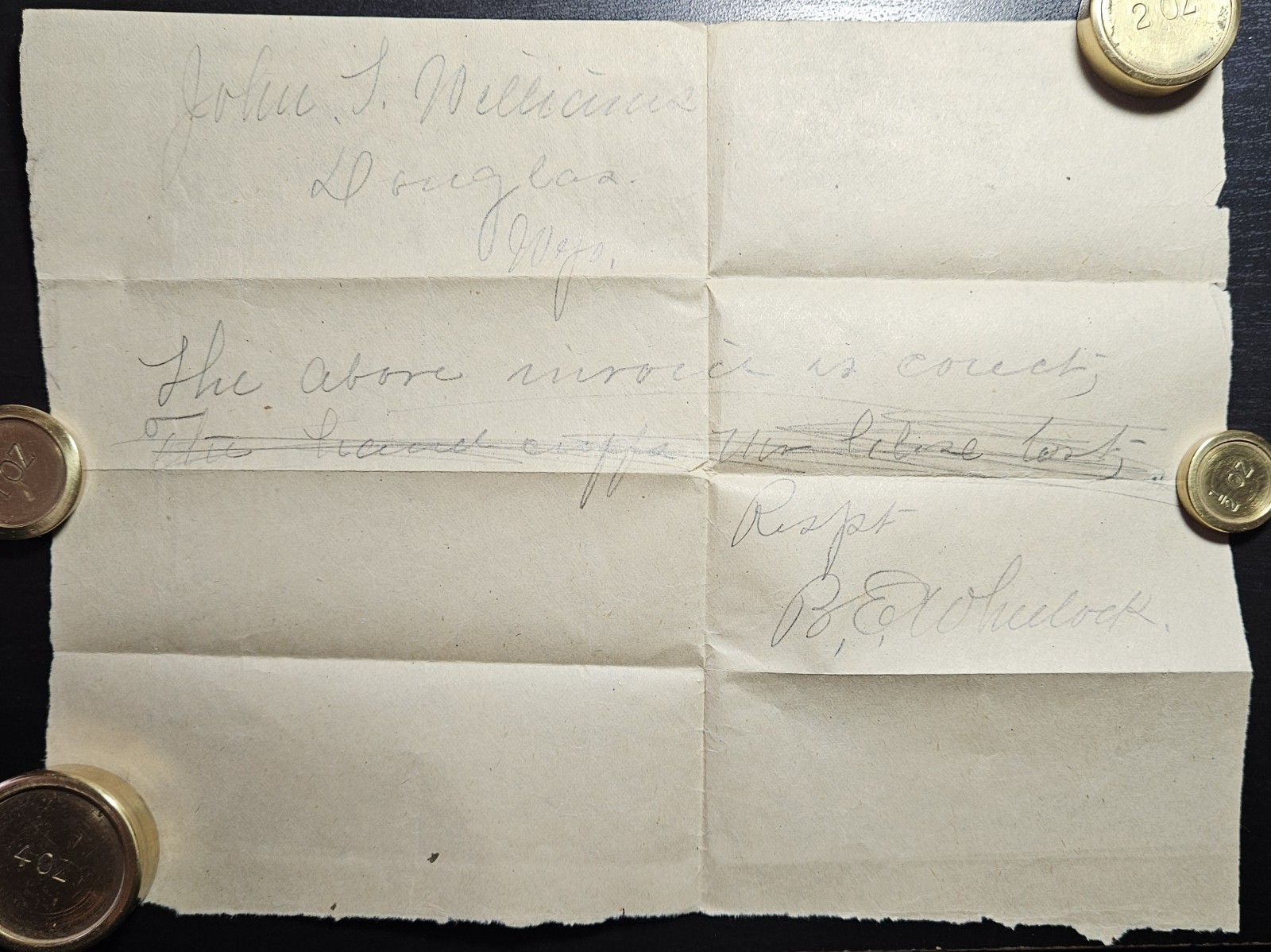 Converse County Sheriff Advertising Douglas WY W/receipt Glenrock Jail c1890s