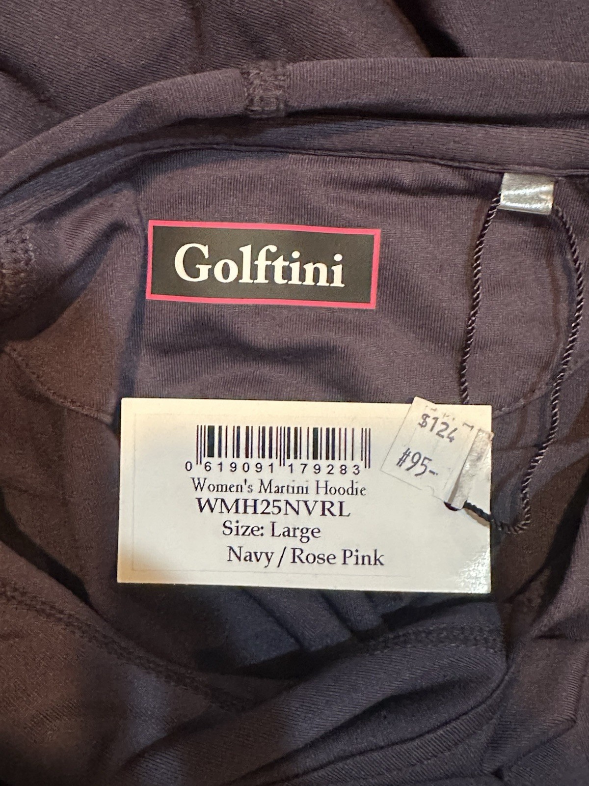 NEW Golftini Martini Hoodie Navy Blue / Pink LARGE Lightweight Stretch