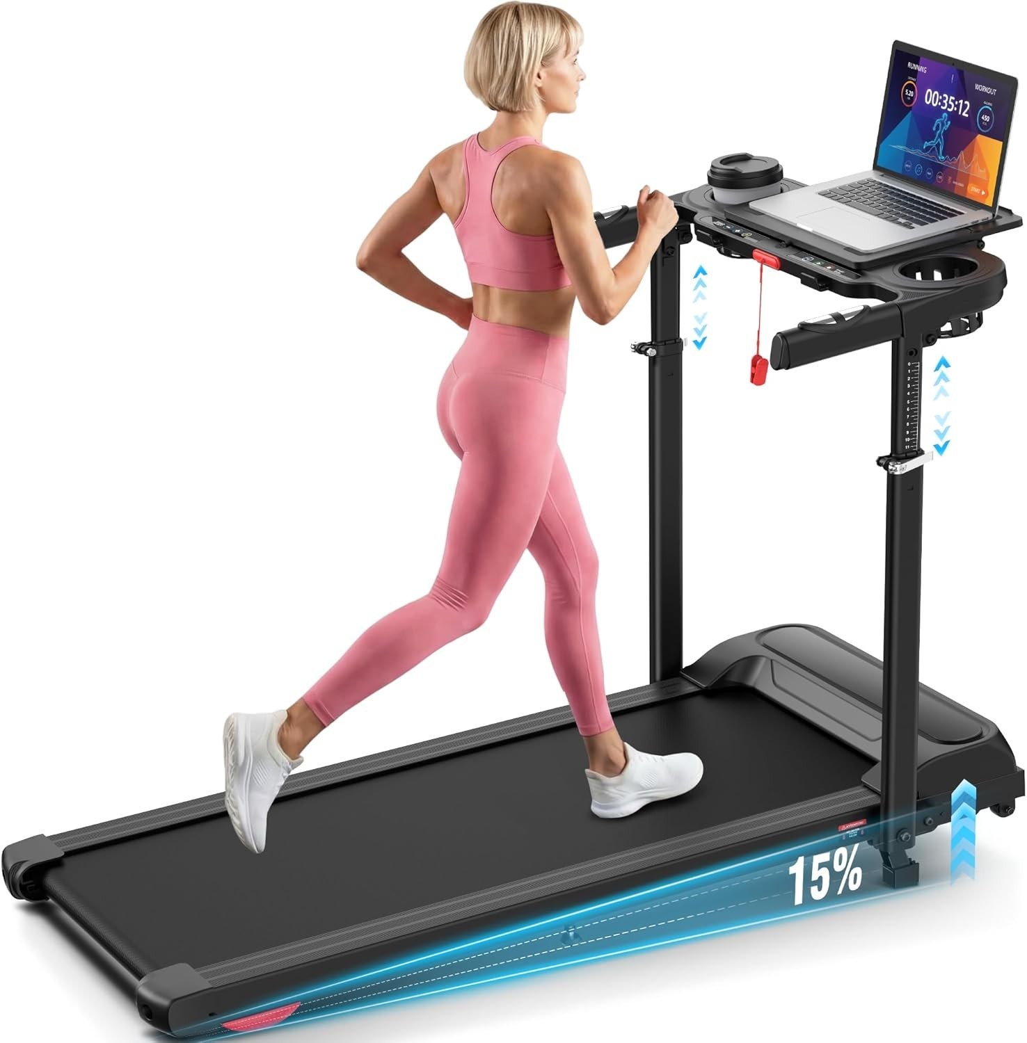 3.5HP Powerful Treadmill w/15% Incline Foading Treadmills for Home&Gym Fitness📳