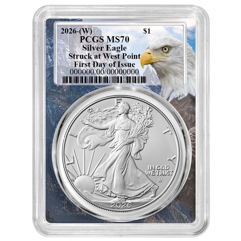 2026 (W) $1 1-oz American Silver Eagle PCGS MS70 FDOI Eagle Frame