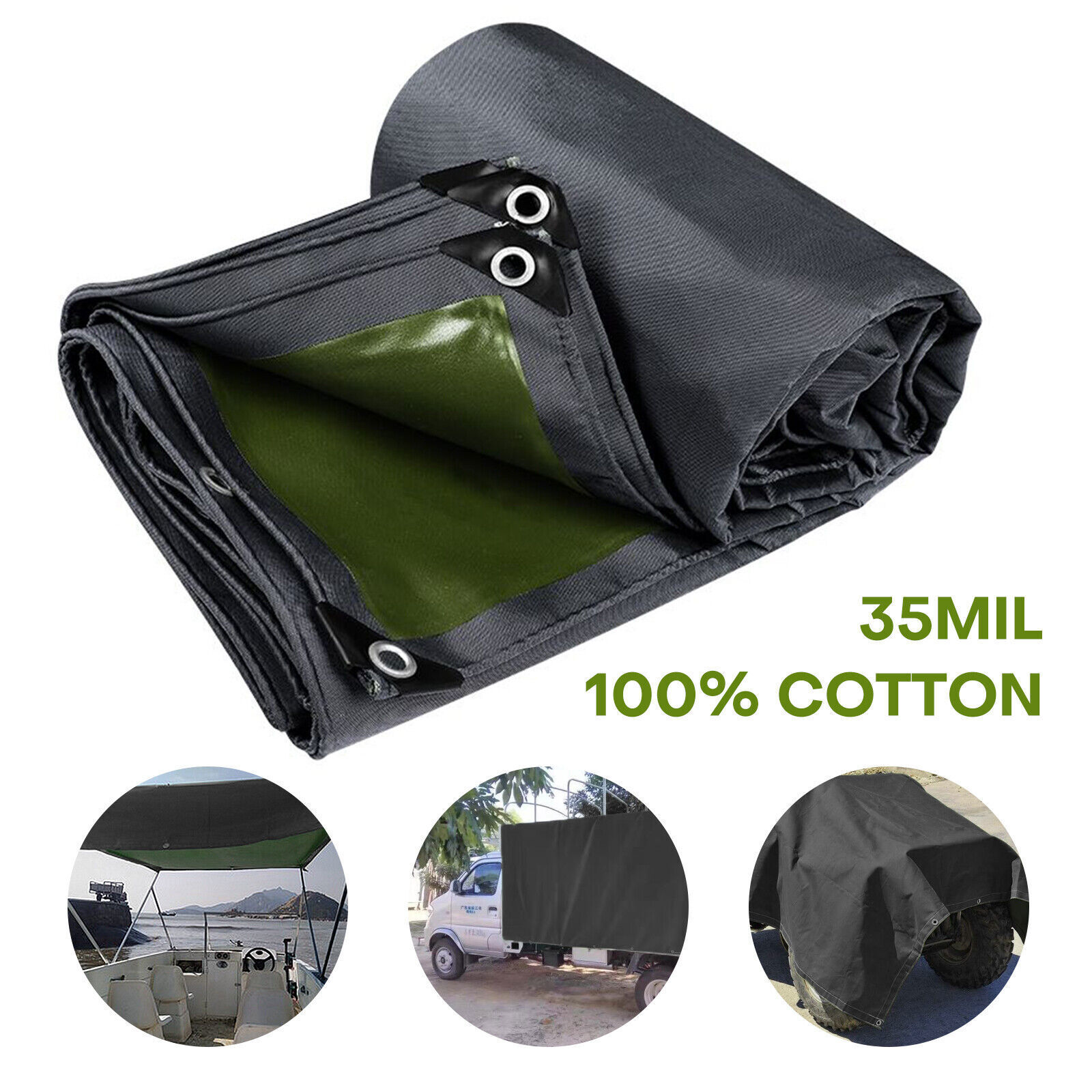 16 Oz Waterproof Heavy Duty Canvas Tarp Camping Garden Tarpaulin Cover Tent