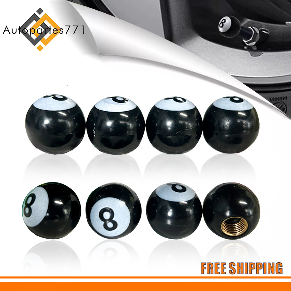 8Pcs Pool 8 Ball Tire/Wheel Car Tire Valve Stem Air Caps Cover for SUV Bicycle
