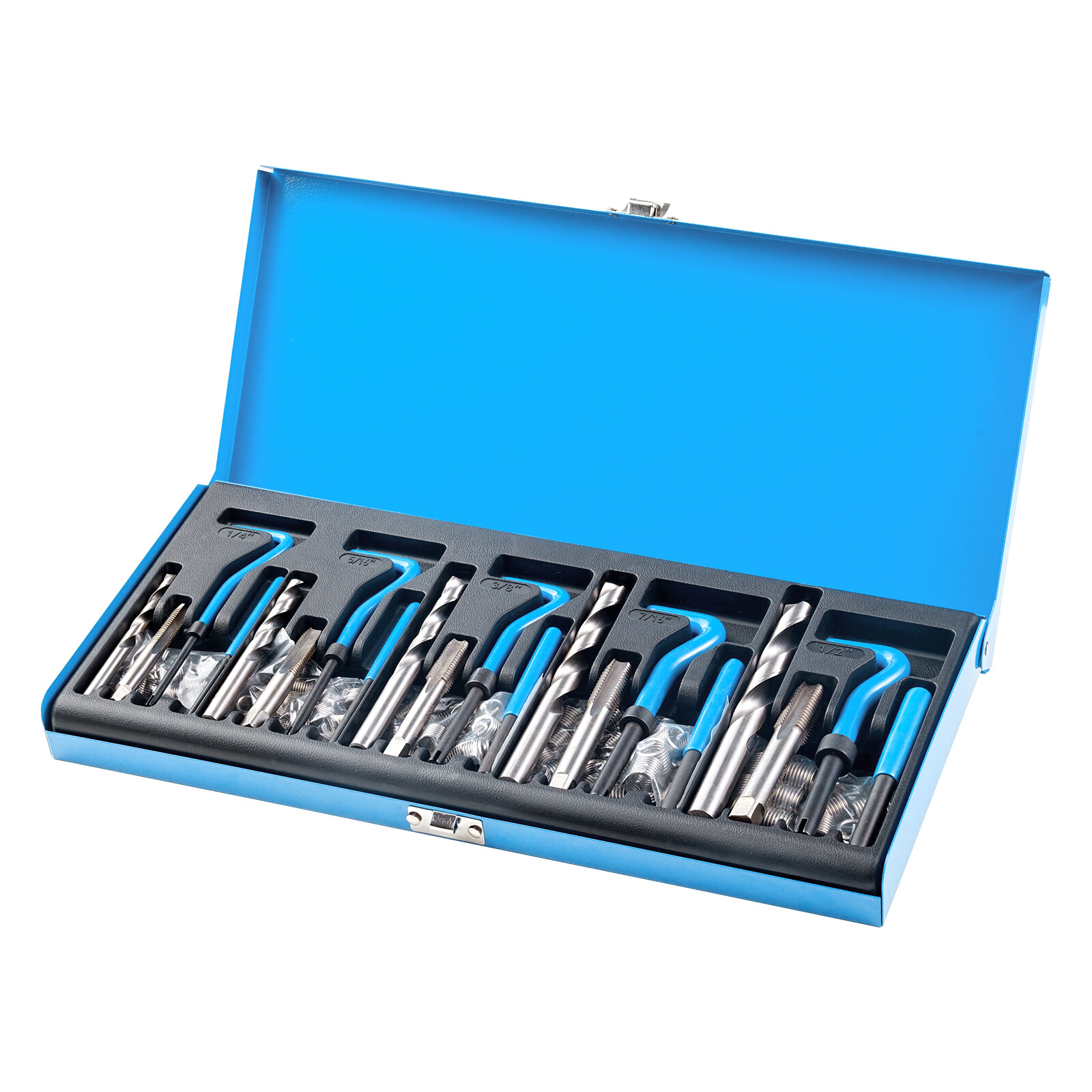 VEVOR 131 PCS Helicoil Thread Repair Kit SAE Tool 1/4 5/16 3/8 7/16 1/2 in UNC