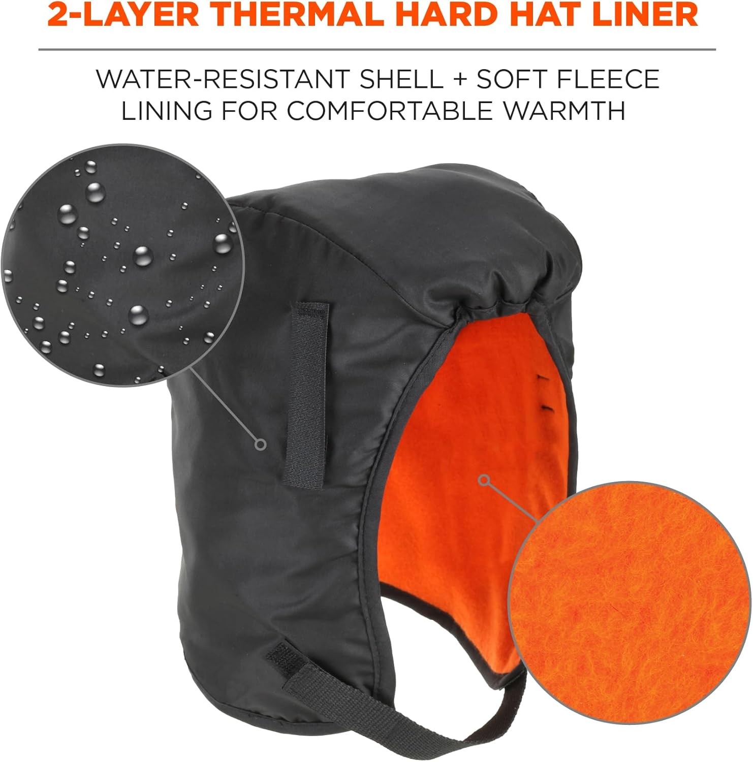 Ergodyne - 16840 Winter Hard Hat Liner, Thermal Fleece One Size, Black