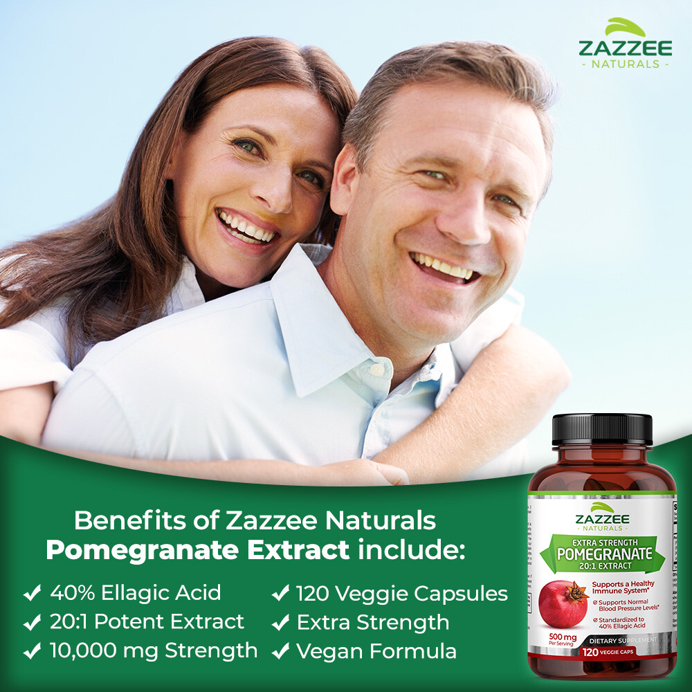 Extra Strength Pomegranate 20:1 Extract 40% Ellagic Acid, 500 mg, 120 Vegan Caps