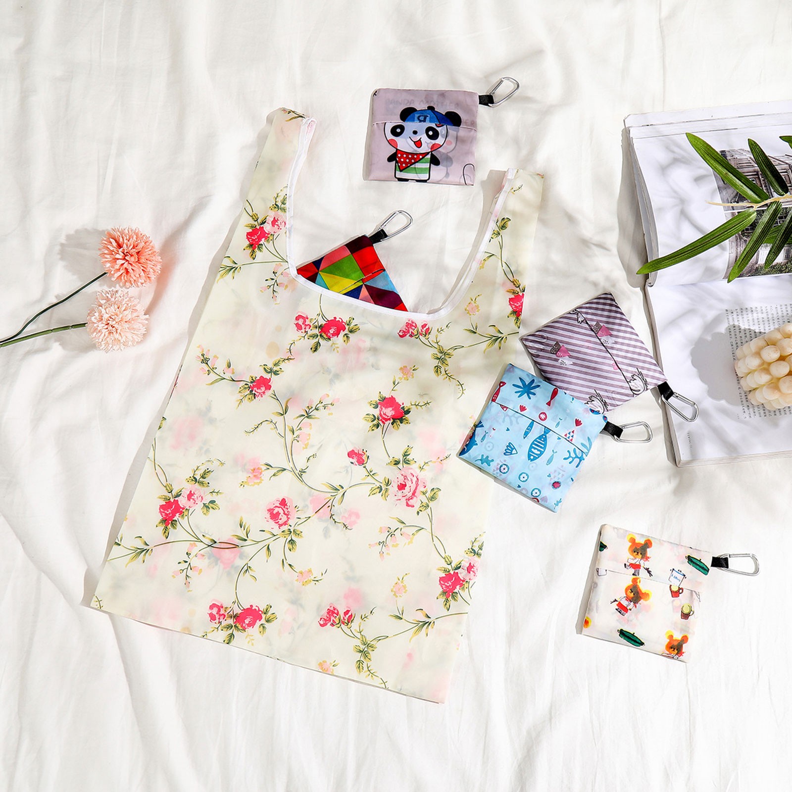 5 Pack Shopping Bags Reusable Grocery Bags Foldable Shopping Bags Heavy Duty