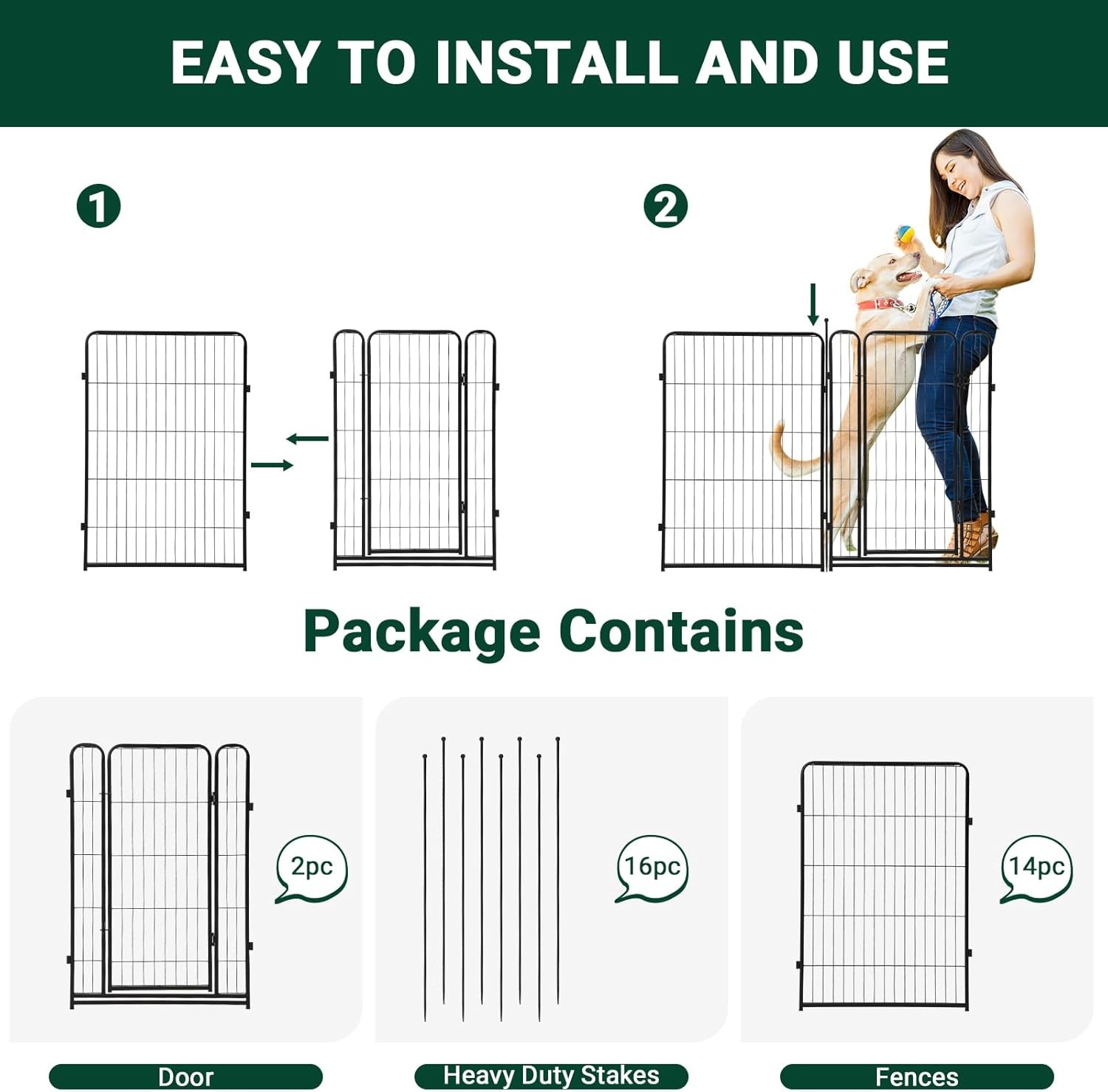 Dog Playpen 40" Height 8 Panels Indoor/Outdoor Heavy Duty Metal Pet Exercise Pen
