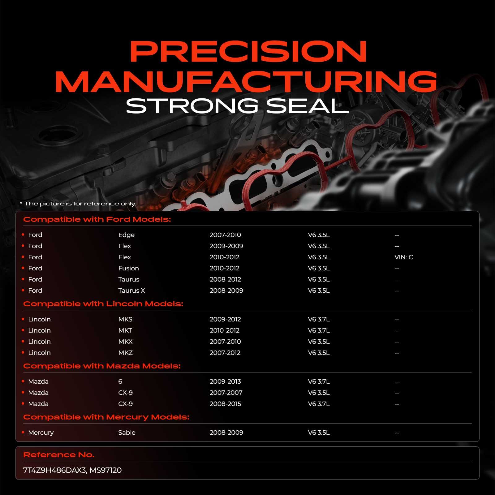 Fuel Injection Plenum Gasket Set for Ford Fusion Edge Mazda 6 Lincoln Mercury