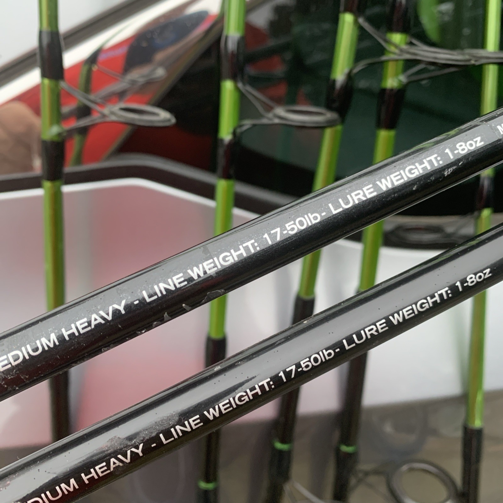 (Lot of 2) Zebco Bite Alert Spinning Fishing Rod 2pc 7' Medium Heavy 17-50lb.