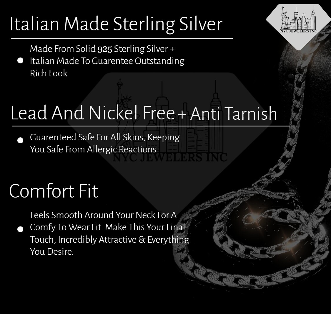 Italian Solid Sterling Silver Miami Cuban Chain Necklace 925 Silver Chain Heavy