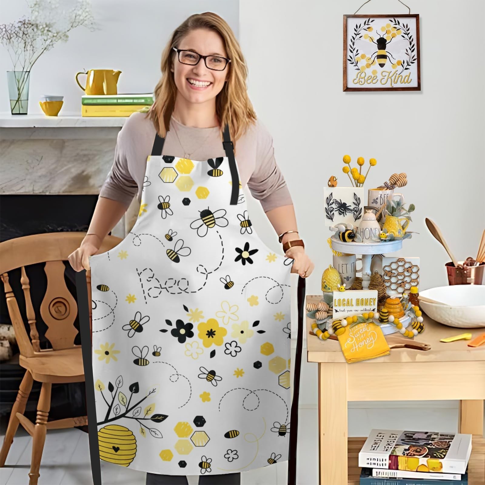 Bee Aprons for Women with Pockets - Cute Apron for Cooking Baking Dishwashing...