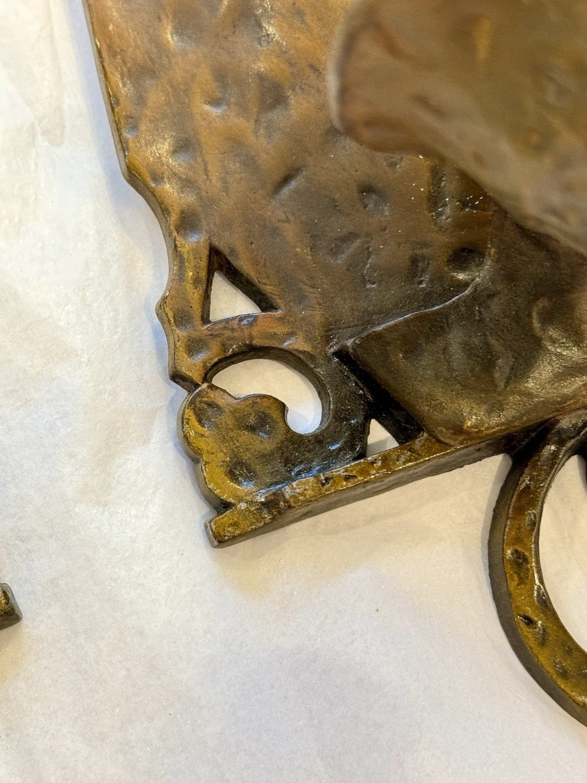 Antique Virden Dog Head Wall Sconces Arts Crafts Hammered Tudor