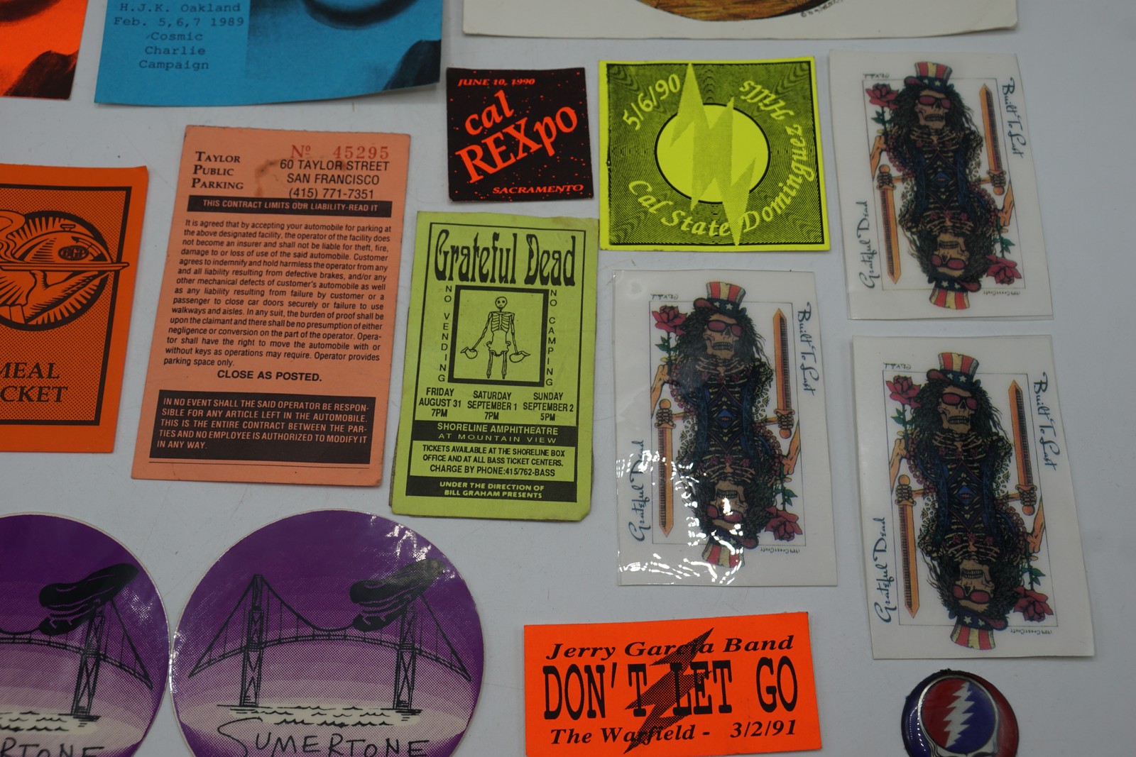 Grateful Dead & Jerry Garcia Band Vintage Concert Memorabilia Ticket Stub Pin