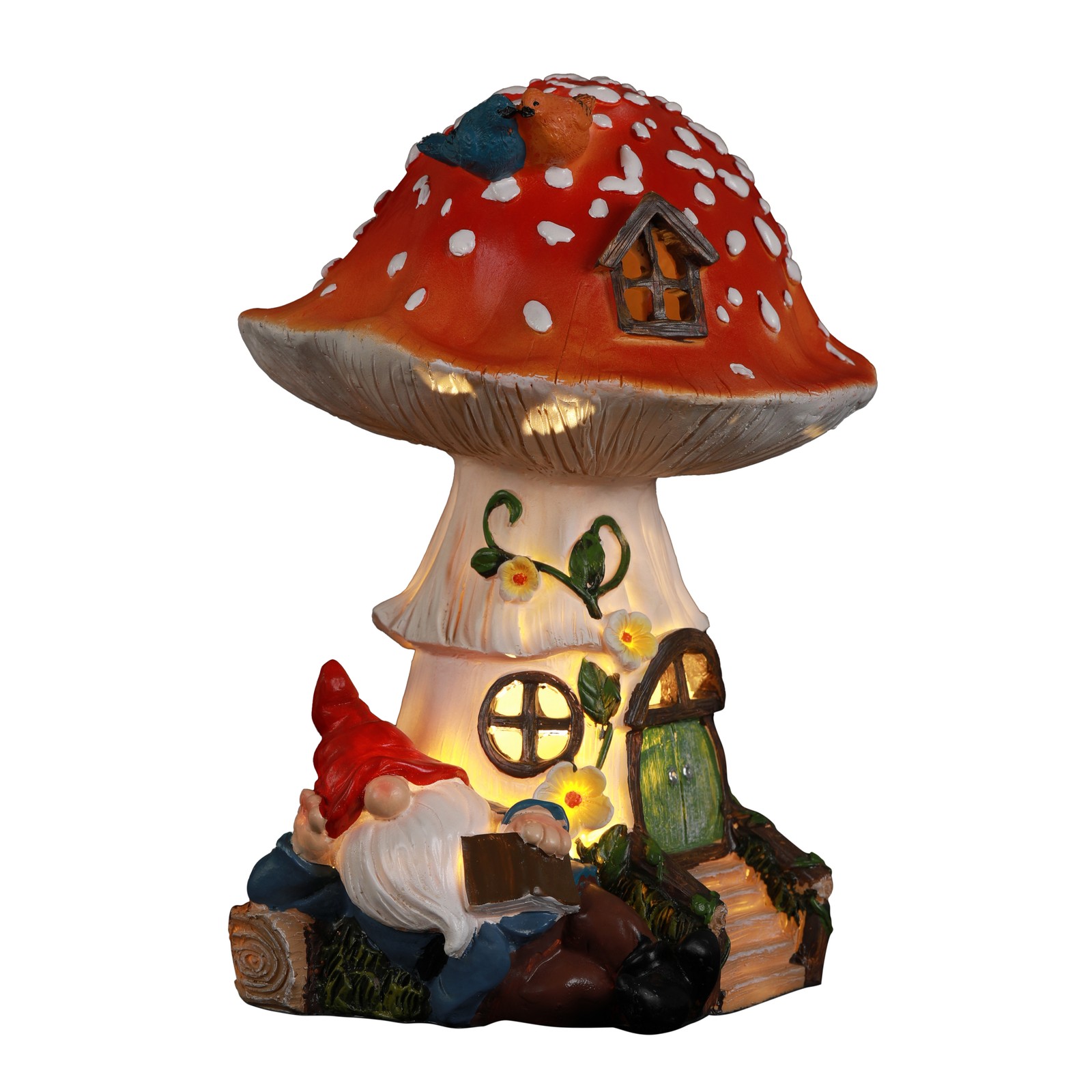Fairyland Solar-Powered Mushroom Gnome with LED Lights – Festival Gift Set