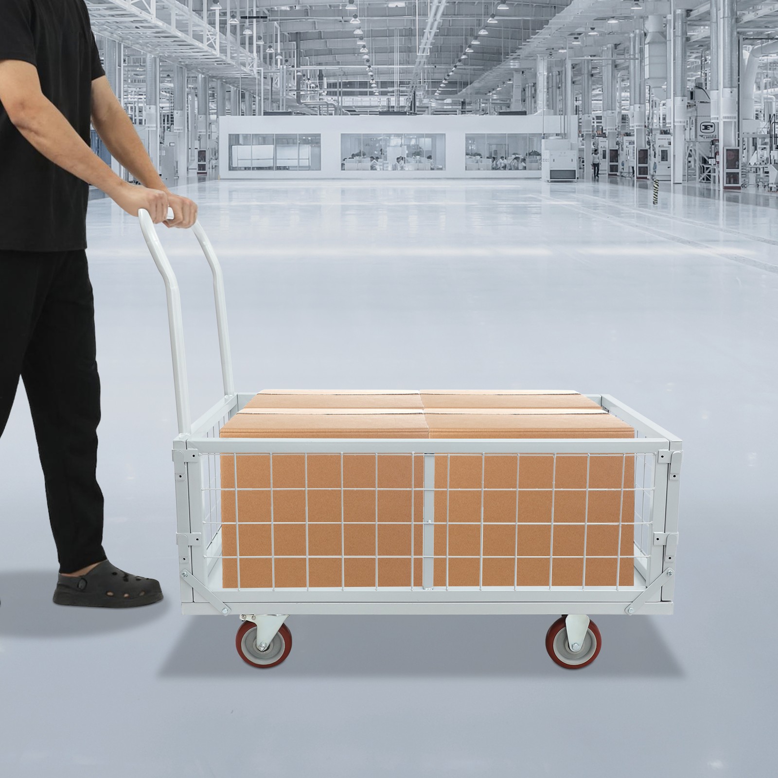 Platform Truck Cart Load 2200 lbs Metal 4-in-1 Heavy Duty Platform Push Cart NEW