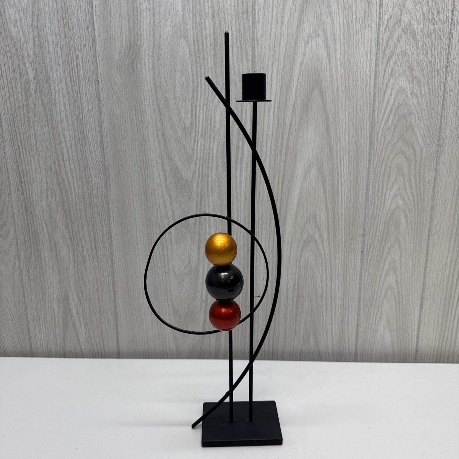 Rick Martin 2011 Post Modern Metal Candlestick Holder Atomic Spherical Abstract