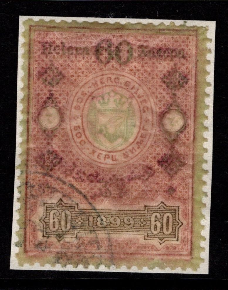Bosnia 1899 60h Revenue Used / Cut On Piece - S53584