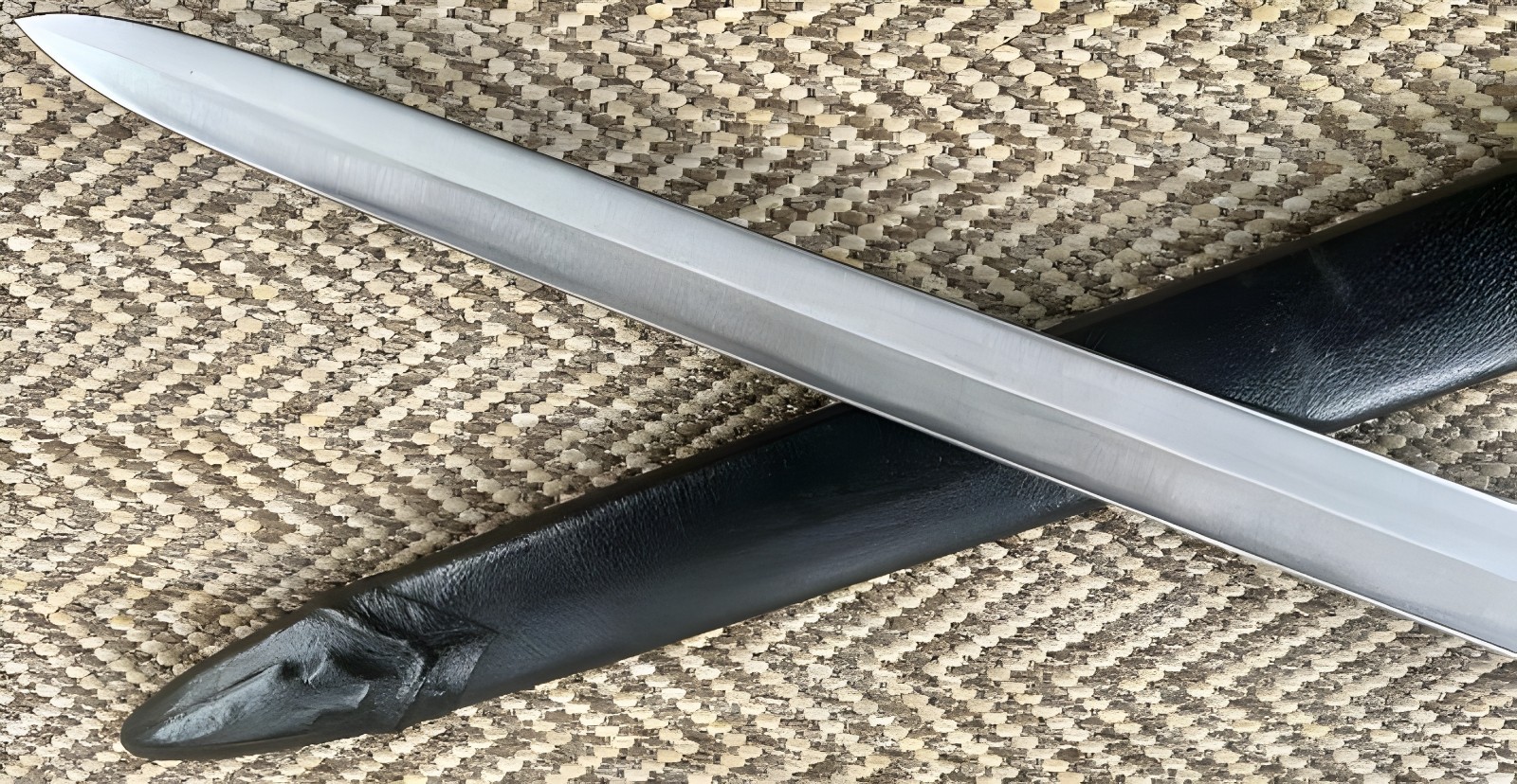 Custom Handmade Teutonic Knight Sword Replica-Medieval Design & Leather Scabbard