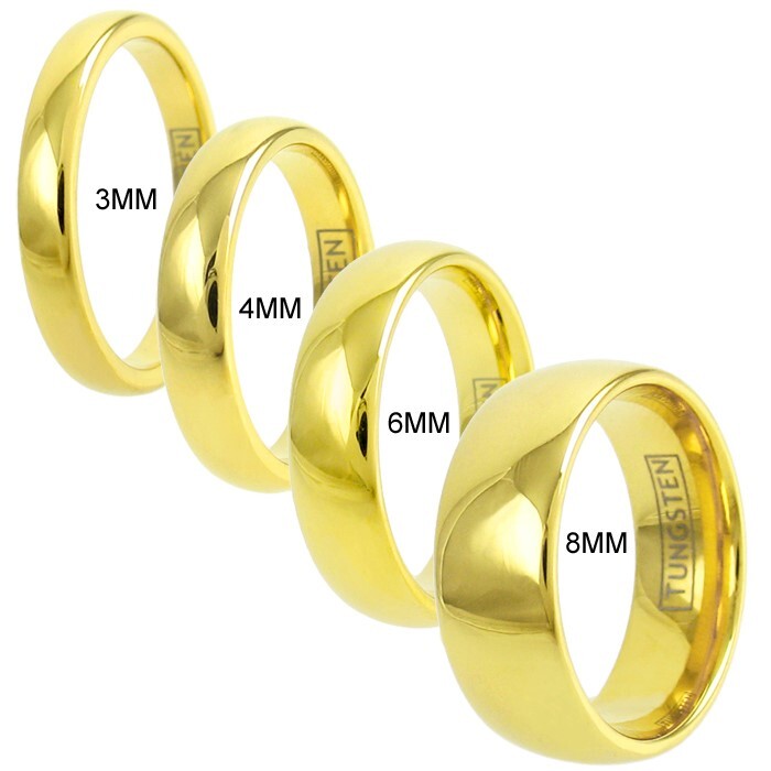 Tungsten Carbide 14K Gold Plated Polished Plain Wedding Band Ring Comfort Fit