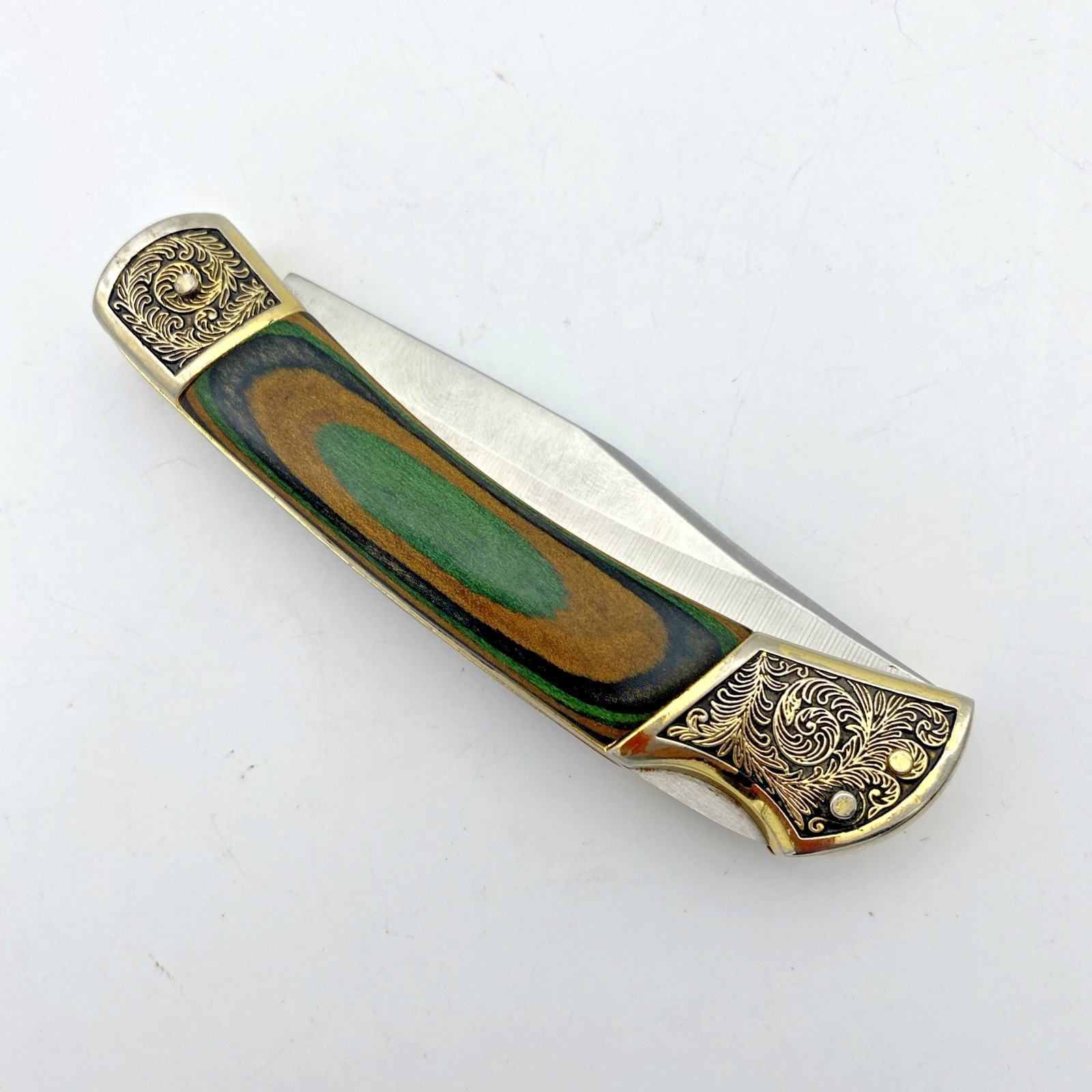 Fighter Folding Pocket Knife 4 Inch Blade Stainless Steel Blade w/ Sheath VTG