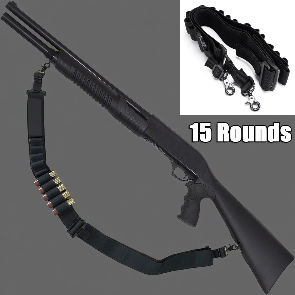 Tactical Shotgun Sling 15 Rounds 2 Point Gun Sling 12/20 Gauge Shell Ammo Pouch