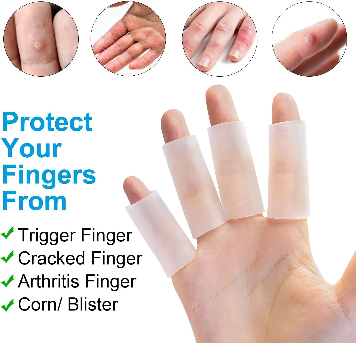 20× Silicone Gel Finger Sleeve Protectors Finger Sleeve Cushions & Protect USA