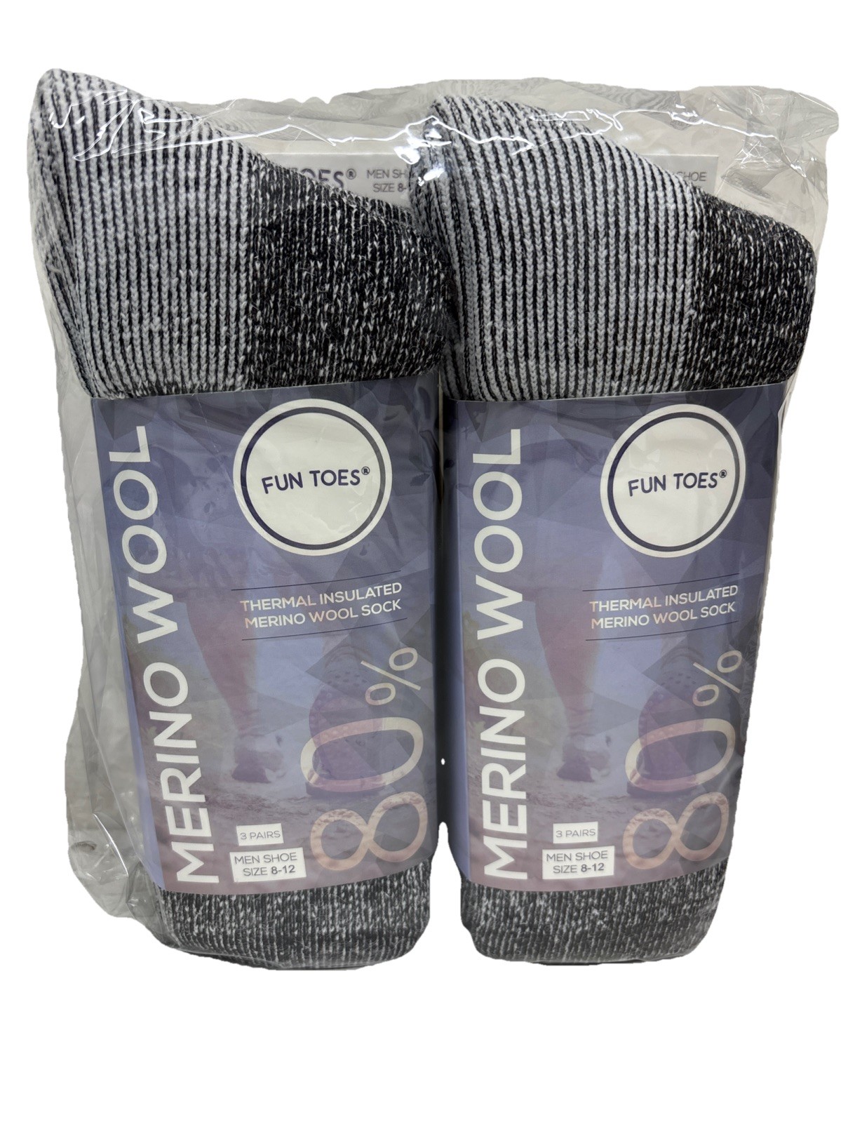 Mens 80% Merino Wool socks 6 Pairs Thermal Cushioned Reinforced socks