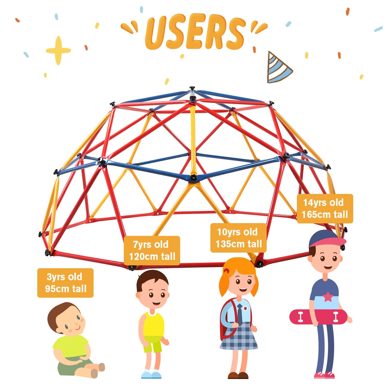 6FT Climbing Dome monkey bars Play Ground Outdoor for Kids 3-8 Years