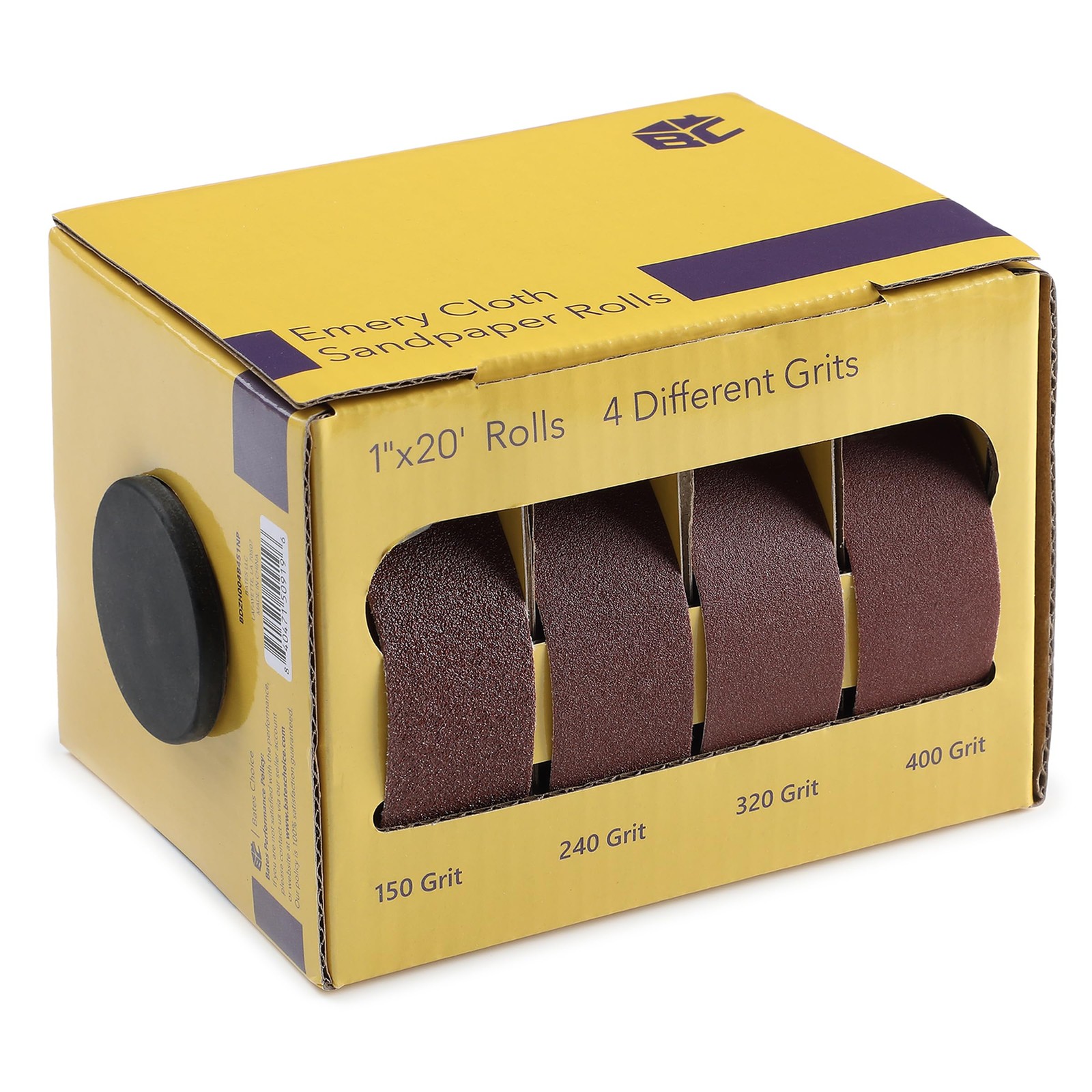 Bates- Emery Cloth Roll, 1" x 20 FT, 4 Grits, 150/240/320/400 20 4 Rolls