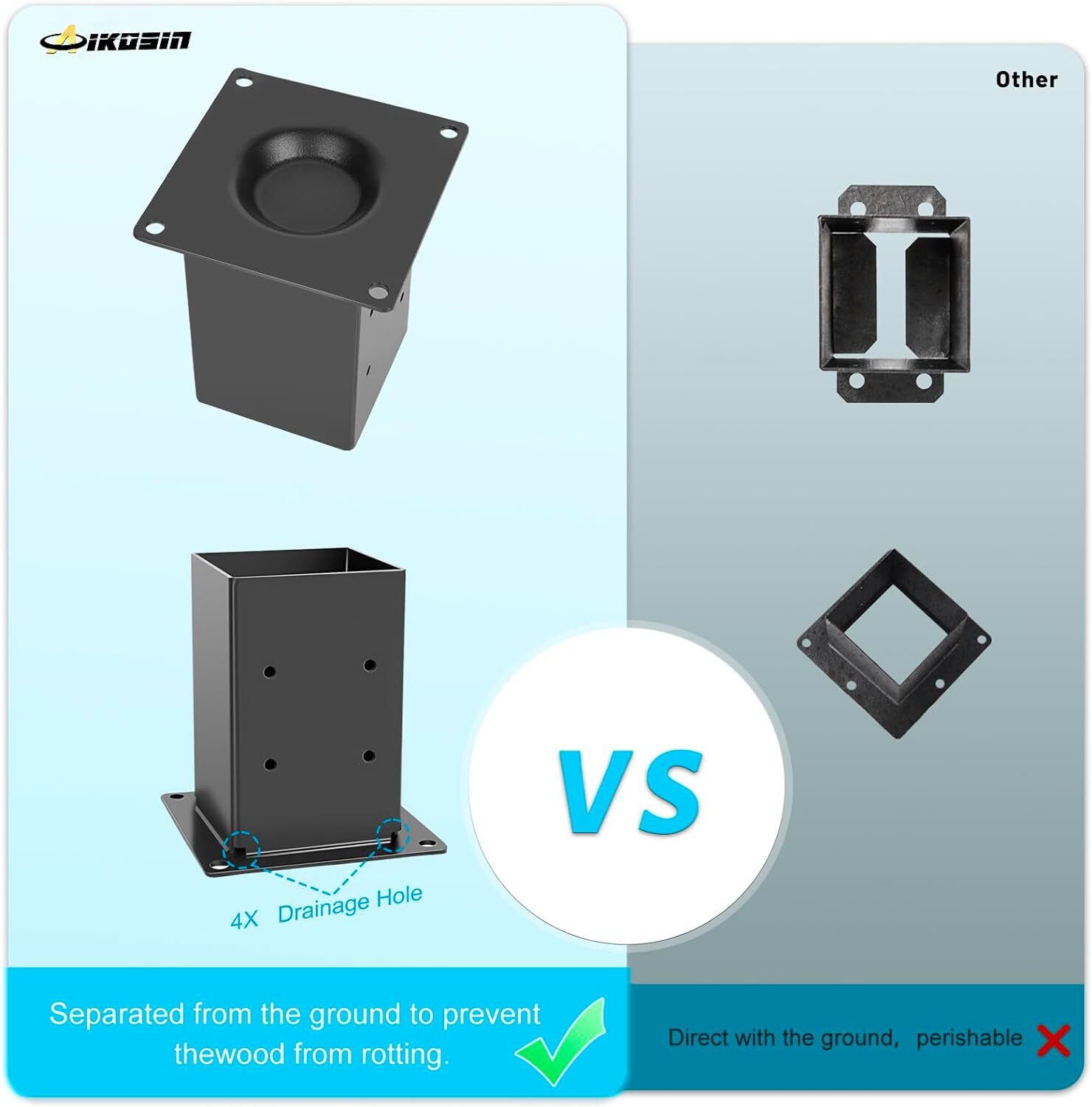 2 Pack Pergola Kit-4 Way 4x4'' T Bracket Corner Bracket/Gazebo Kit DIY Post Base