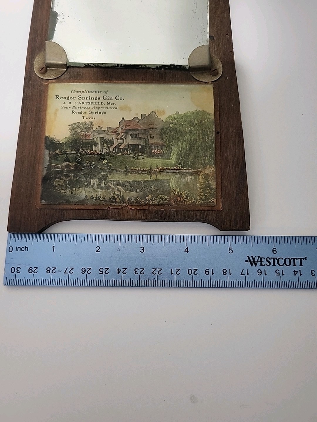 1920's ? SCARCE Reagor Spring ,Texas Cotton Gin Advertising, Mirror/ Wood Sign