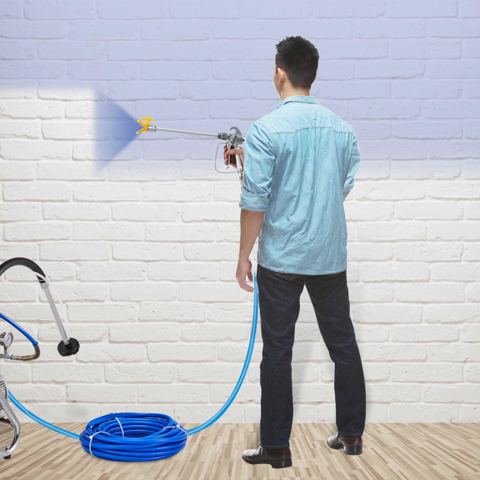 VEVOR Airless Paint Spray Hose Kit 50ft 1/4in Swivel Joint 3600psi with 517 Tip