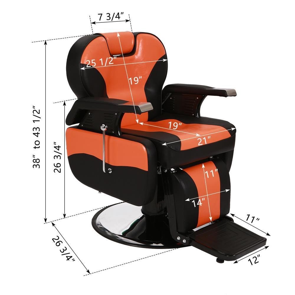All Purpose Hydraulic Recline Barber Chair Salon Beauty Equipment Black+ Orange