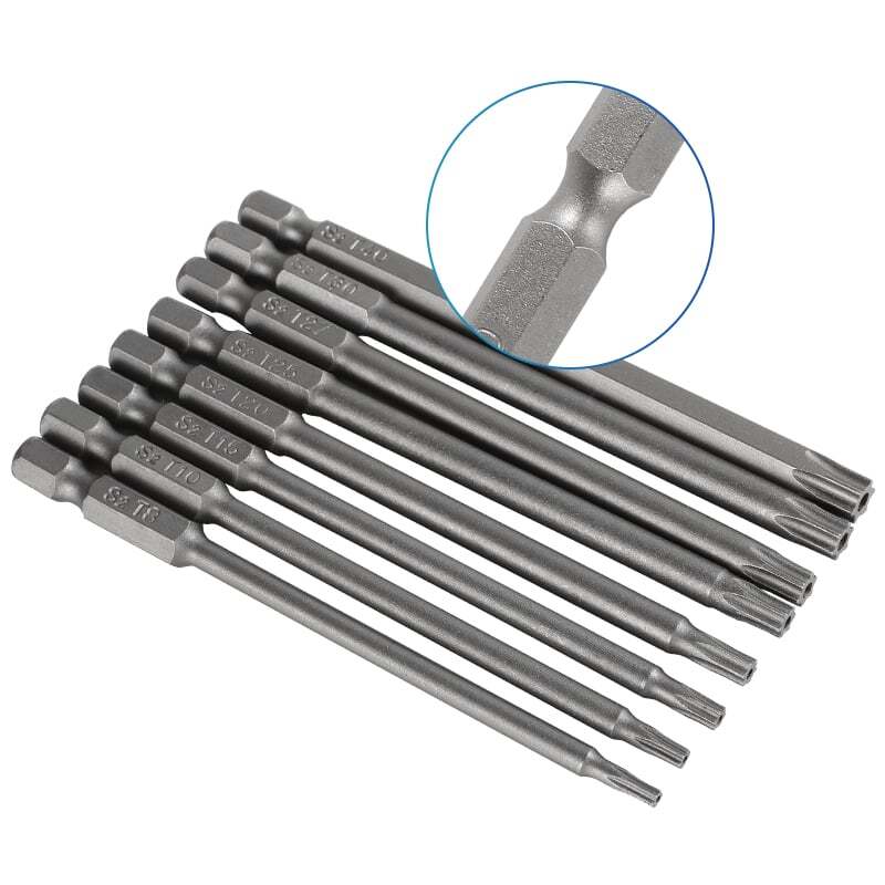 8X Torx Screwdriver Drill Bit Set 100MM Long Hex- T8 T10 T15 T20 T25 T27 T30 T40