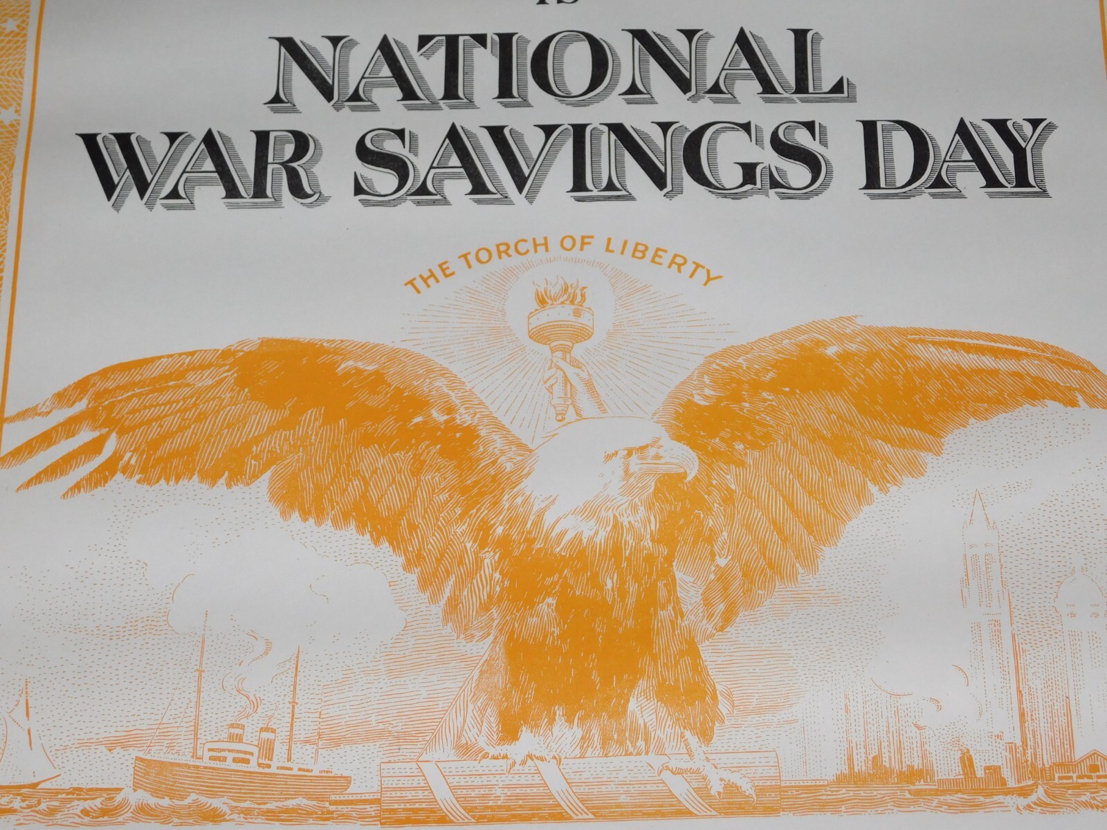VINTAGE WWI WORLD WAR 1 NATIONAL WAR SAVINGS DAY WSS SAVE & BUY EAGLE POSTER