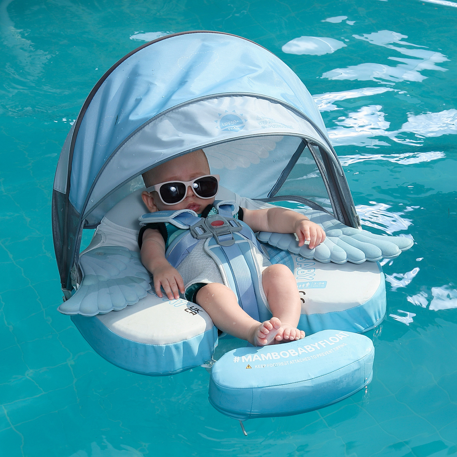 HECCEI Mambobaby Float with Canopy Baby Pool Swim Float Non-Inflatable Float
