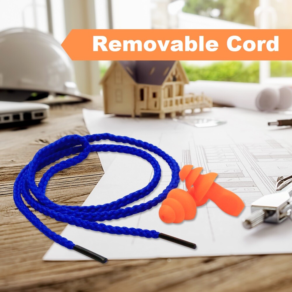 100 Pair Corded Earplugs Reusable Silicone Cord for Noise Reduction Shooting