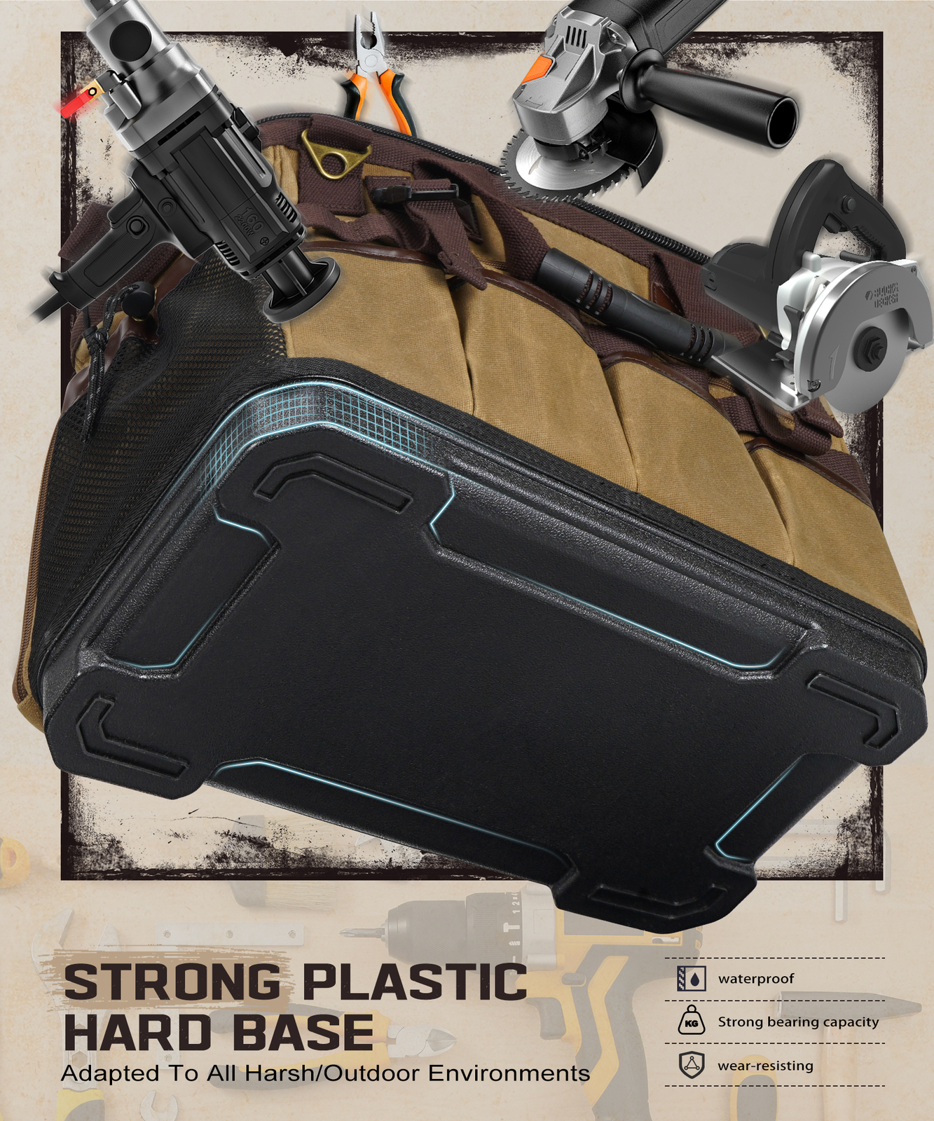 Heavy Duty Canvas Electrician Tool Bag Storage Organizer Portable Tool Box 28L