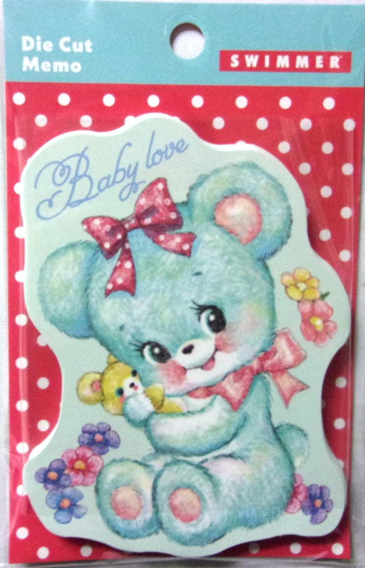 SWIMMER Baby Love Bear Die Cut Memo Made in Japan 50 sheets S&C