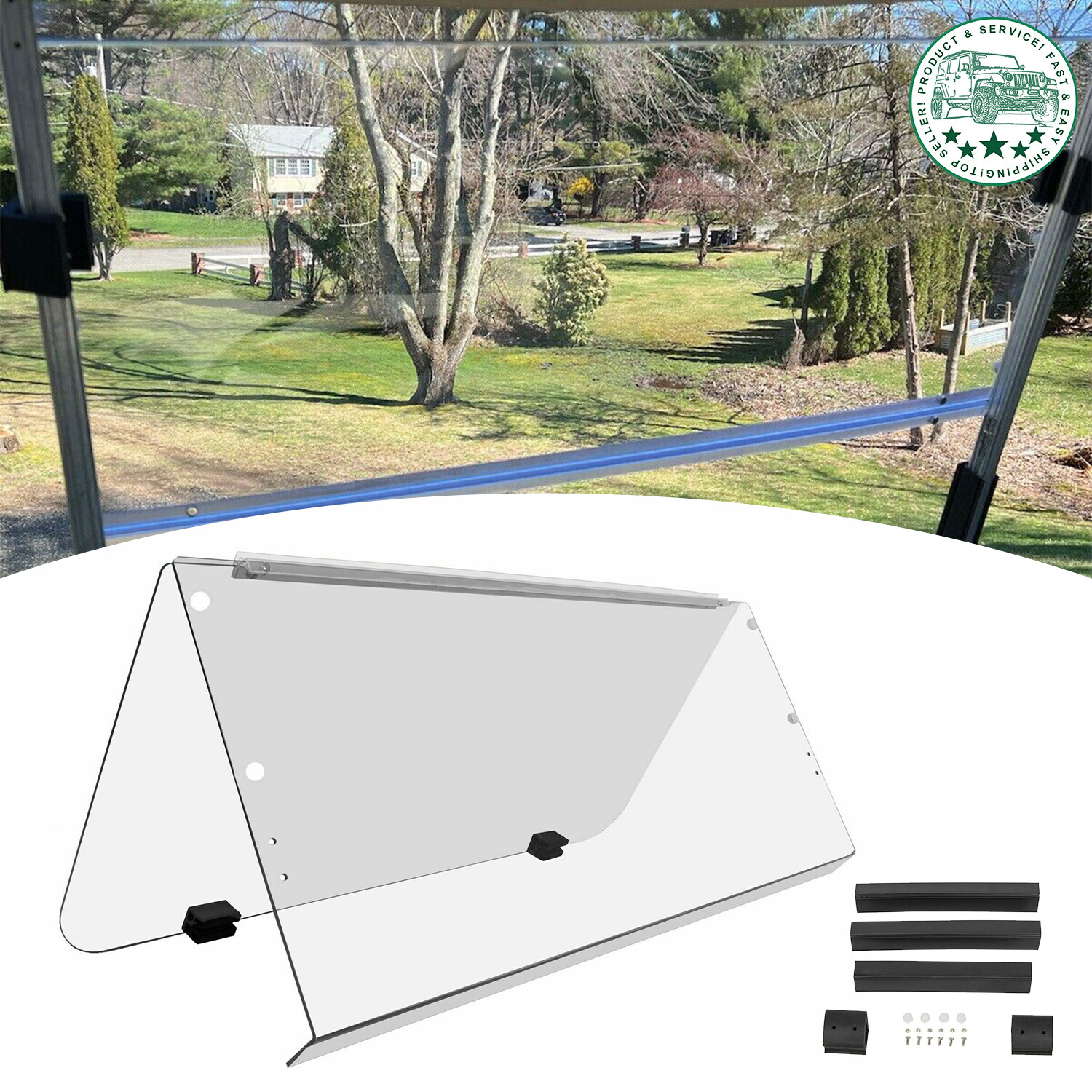 Clear Folding Windshield For 1995-2003 Yamaha G14 G16 G19 Golf Cart Part PC