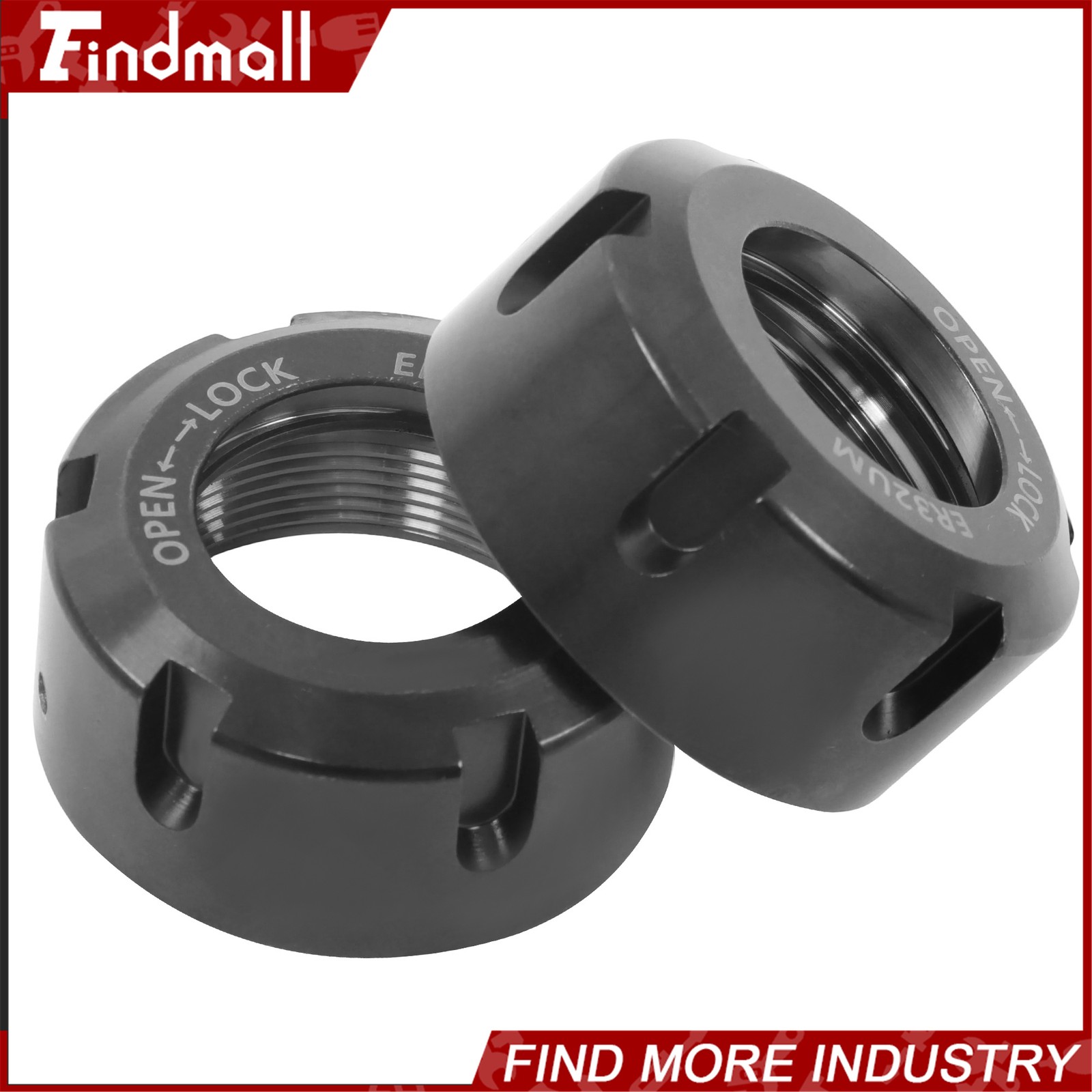 Findmall 2 Pack ER32UM Collet Nuts Ball Bearing Design for CNC Mill and Lathe