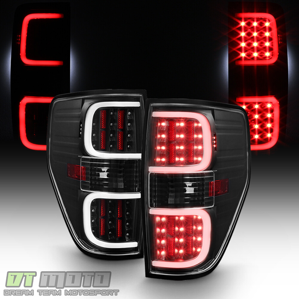 2009-2014 Ford F150 Pickup Black LED Tube Tail Lights Brake Lamps Set Left+Right