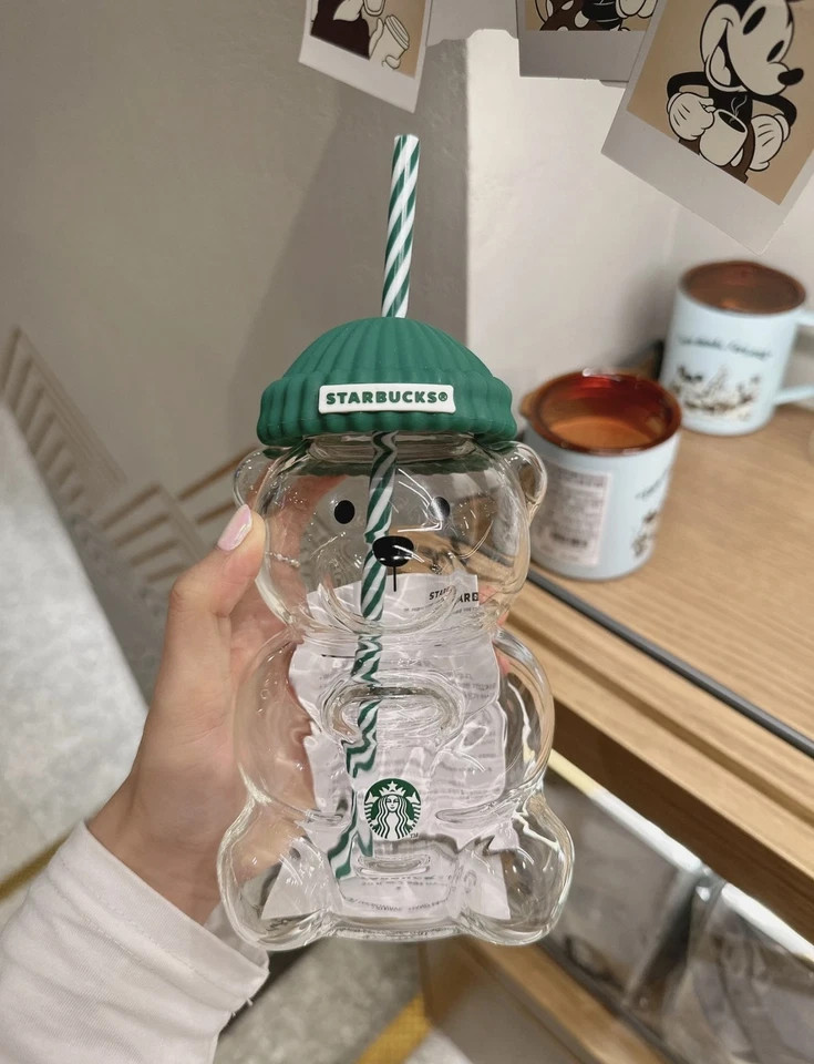 2026 Starbucks Barista Bear Cup Limited Edition Glass Cup Xmas Gifts 503ml New C