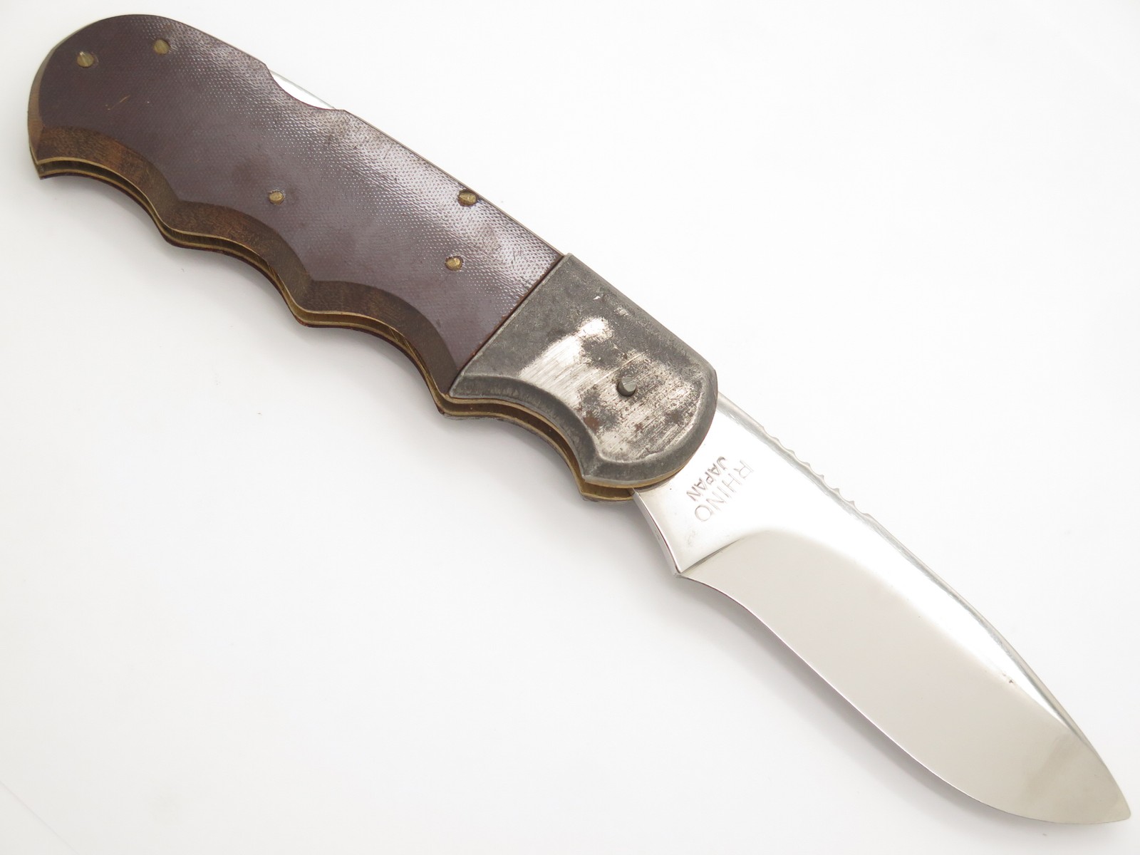 Vtg '70s Rhino Magnum Imai Seki Japan Folding Hunter Lockback Knife Unfinished#8